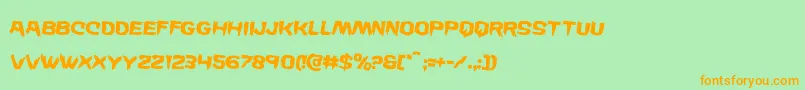 フォントWickermanrotate2 – オレンジの文字が緑の背景にあります。