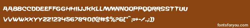 Wickermanrotate2-Schriftart – Weiße Schriften auf braunem Hintergrund