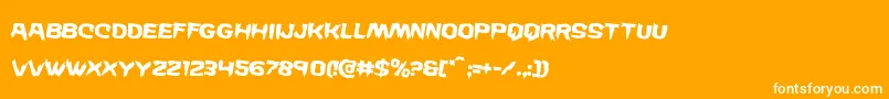 Wickermanrotate2-Schriftart – Weiße Schriften auf orangefarbenem Hintergrund