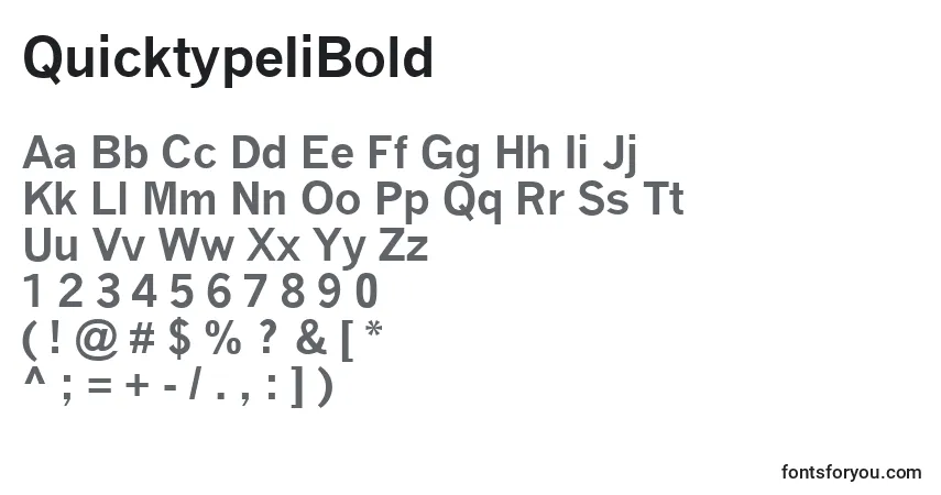 A fonte QuicktypeIiBold – alfabeto, números, caracteres especiais
