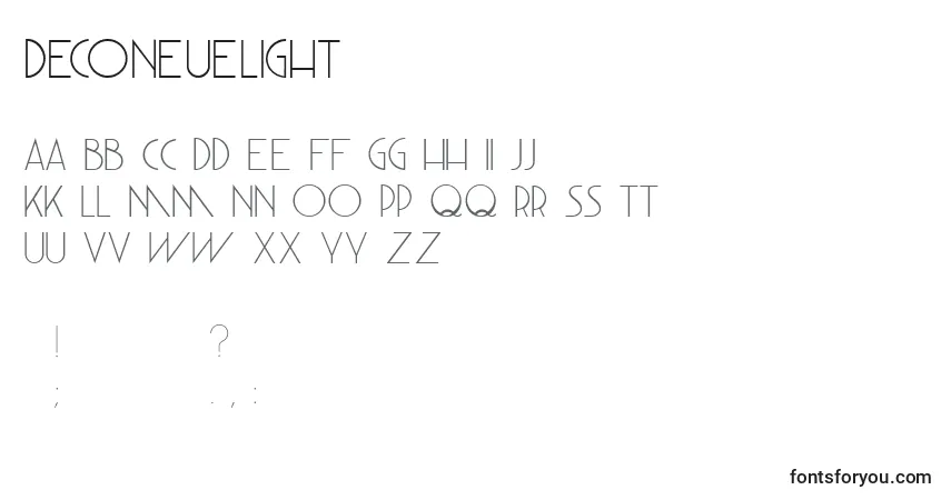 Schriftart DeconeueLight – Alphabet, Zahlen, spezielle Symbole