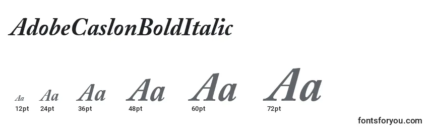 Größen der Schriftart AdobeCaslonBoldItalic