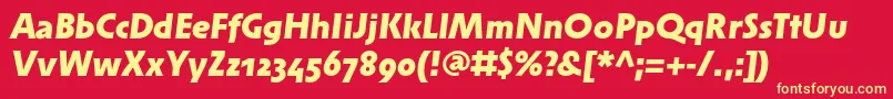 SolperamediumosfBolditalic-Schriftart – Gelbe Schriften auf rotem Hintergrund