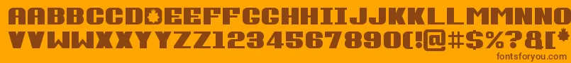 FuzzyCops-Schriftart – Braune Schriften auf orangefarbenem Hintergrund