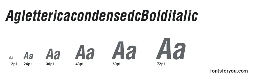 Размеры шрифта AglettericacondensedcBolditalic