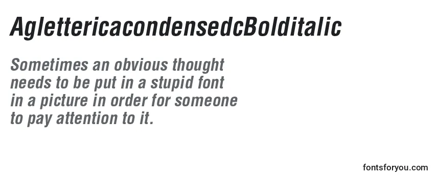 AglettericacondensedcBolditalic Font