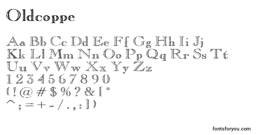 Czcionka Oldcoppe – alfabet, cyfry, specjalne znaki