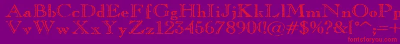 Oldcoppe-Schriftart – Rote Schriften auf violettem Hintergrund