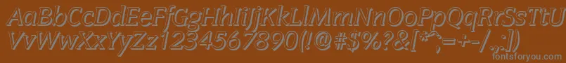 Weitere Informationen zur CongressshadowItalic-Schriftart CongressshadowItalic-Schriftart – Graue Schriften auf braunem Hintergrund