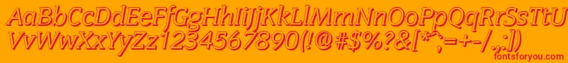 CongressshadowItalic-Schriftart – Rote Schriften auf orangefarbenem Hintergrund