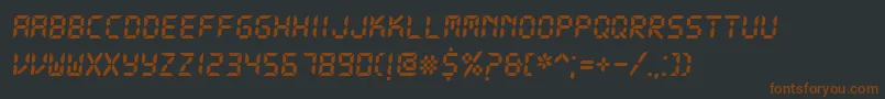 DsDigitalBoldItalic-fontti – ruskeat fontit mustalla taustalla
