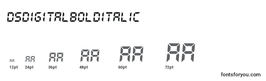 Размеры шрифта DsDigitalBoldItalic