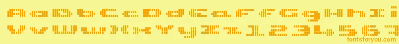 UpTinyLcdFourDecov Font – Orange Fonts on Yellow Background