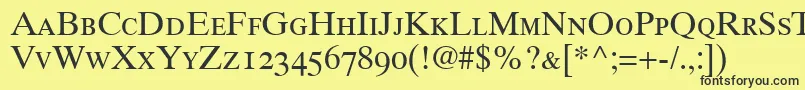 Czcionka GrecoTenOldstyleSsiOldStyleFigures – czarne czcionki na żółtym tle