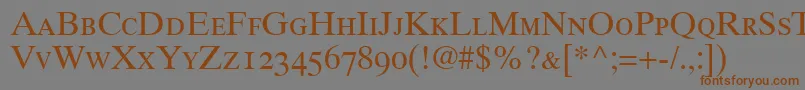 GrecoTenOldstyleSsiOldStyleFigures-Schriftart – Braune Schriften auf grauem Hintergrund