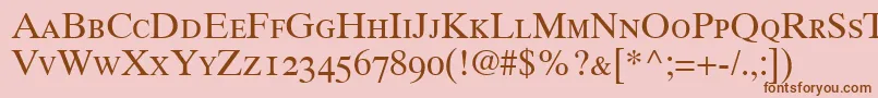 GrecoTenOldstyleSsiOldStyleFigures Font – Brown Fonts on Pink Background