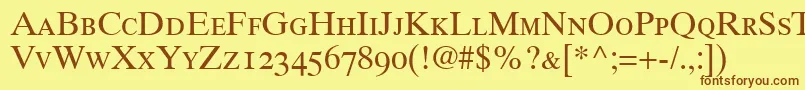 GrecoTenOldstyleSsiOldStyleFigures Font – Brown Fonts on Yellow Background