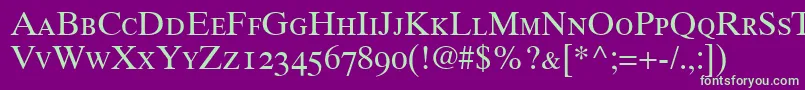 GrecoTenOldstyleSsiOldStyleFigures Font – Green Fonts on Purple Background