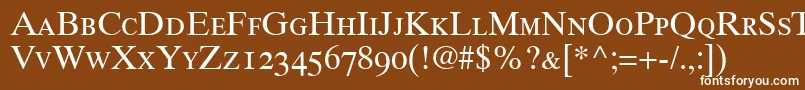 GrecoTenOldstyleSsiOldStyleFigures Font – White Fonts on Brown Background