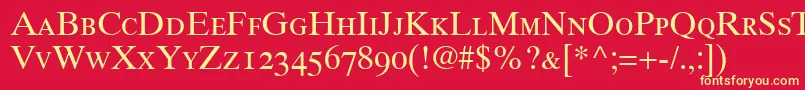 GrecoTenOldstyleSsiOldStyleFigures Font – Yellow Fonts on Red Background