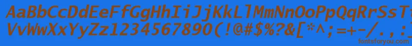 フォントLucidasanstypewriterstdBob – 茶色の文字が青い背景にあります。