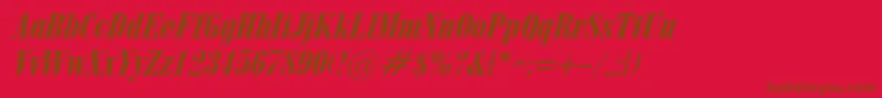 Fonte ObeliskgrandItalic – fontes marrons em um fundo vermelho