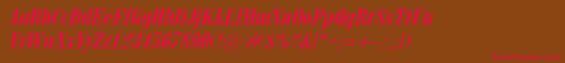ObeliskgrandItalic Font – Red Fonts on Brown Background