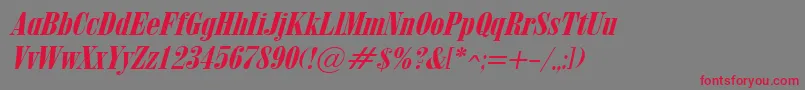 ObeliskgrandItalic Font – Red Fonts on Gray Background