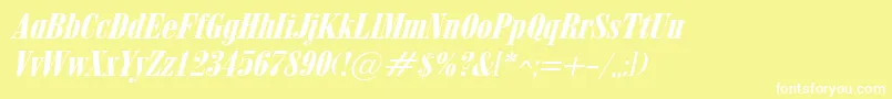フォントObeliskgrandItalic – 黄色い背景に白い文字
