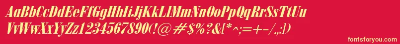 ObeliskgrandItalic Font – Yellow Fonts on Red Background