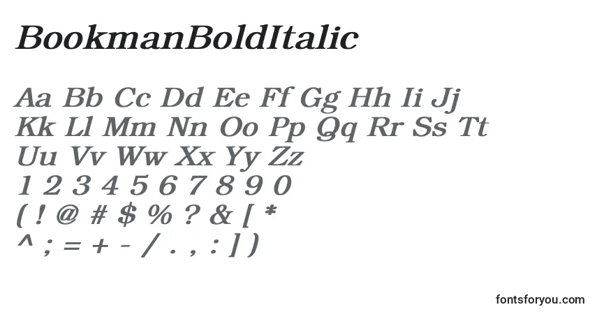 Schriftart BookmanBoldItalic – Alphabet, Zahlen, spezielle Symbole