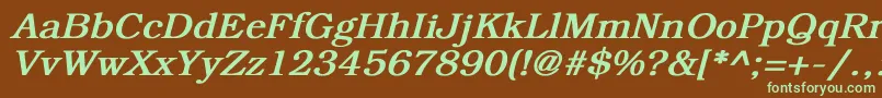 BookmanBoldItalic-fontti – vihreät fontit ruskealla taustalla