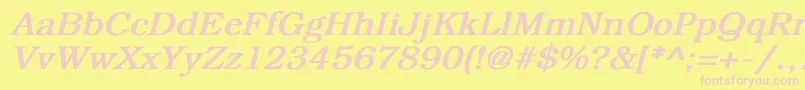 BookmanBoldItalic-fontti – vaaleanpunaiset fontit keltaisella taustalla