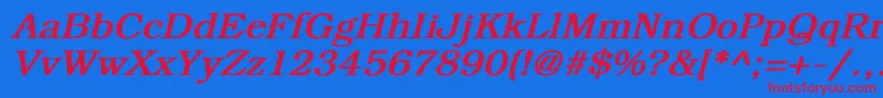 BookmanBoldItalic Font – Red Fonts on Blue Background
