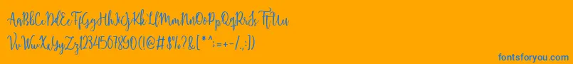 Shellaherascriptdemo-Schriftart – Blaue Schriften auf orangefarbenem Hintergrund