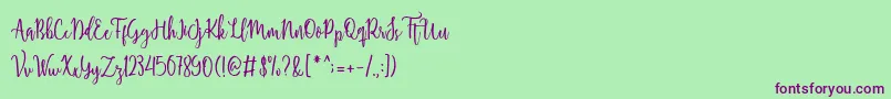 Shellaherascriptdemo Font – Purple Fonts on Green Background