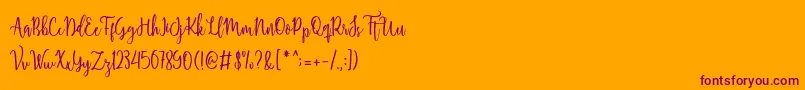 Shellaherascriptdemo Font – Purple Fonts on Orange Background