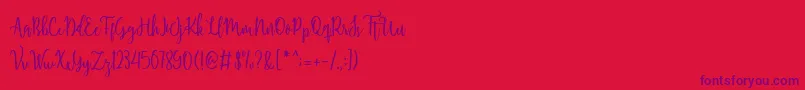 Shellaherascriptdemo-Schriftart – Violette Schriften auf rotem Hintergrund