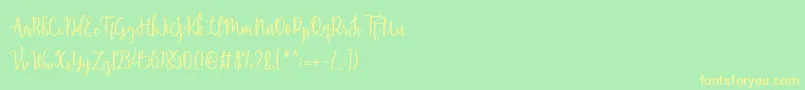 Shellaherascriptdemo Font – Yellow Fonts on Green Background