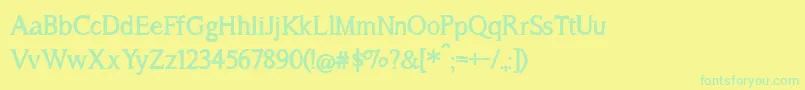 BmdASongForJenniferBold-fontti – vihreät fontit keltaisella taustalla