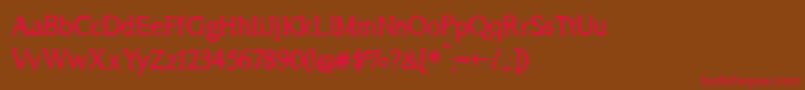 フォントBmdASongForJenniferBold – 赤い文字が茶色の背景にあります。