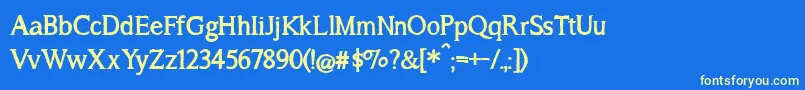 BmdASongForJenniferBold-fontti – keltaiset fontit sinisellä taustalla