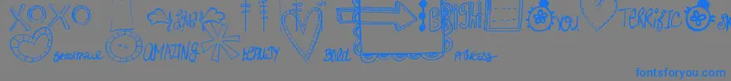 フォントMtfDoodlewhats – 灰色の背景に青い文字