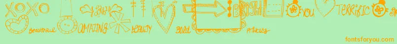 Шрифт MtfDoodlewhats – оранжевые шрифты на зелёном фоне