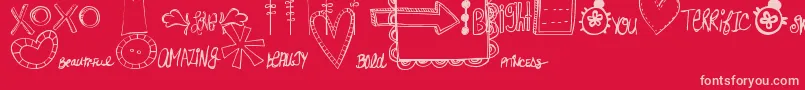 MtfDoodlewhats Font – Pink Fonts on Red Background