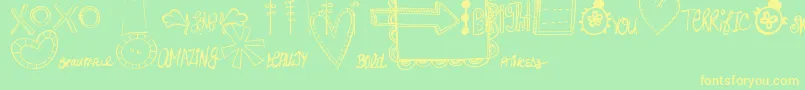 MtfDoodlewhats Font – Yellow Fonts on Green Background