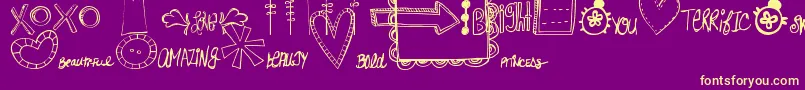 MtfDoodlewhats Font – Yellow Fonts on Purple Background