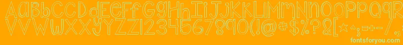 Kgshakeitoffoutline-Schriftart – Grüne Schriften auf orangefarbenem Hintergrund