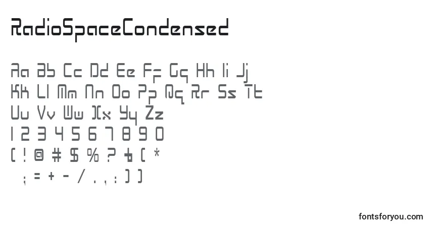 RadioSpaceCondensedフォント–アルファベット、数字、特殊文字