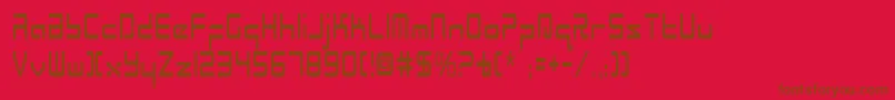 RadioSpaceCondensed-Schriftart – Braune Schriften auf rotem Hintergrund